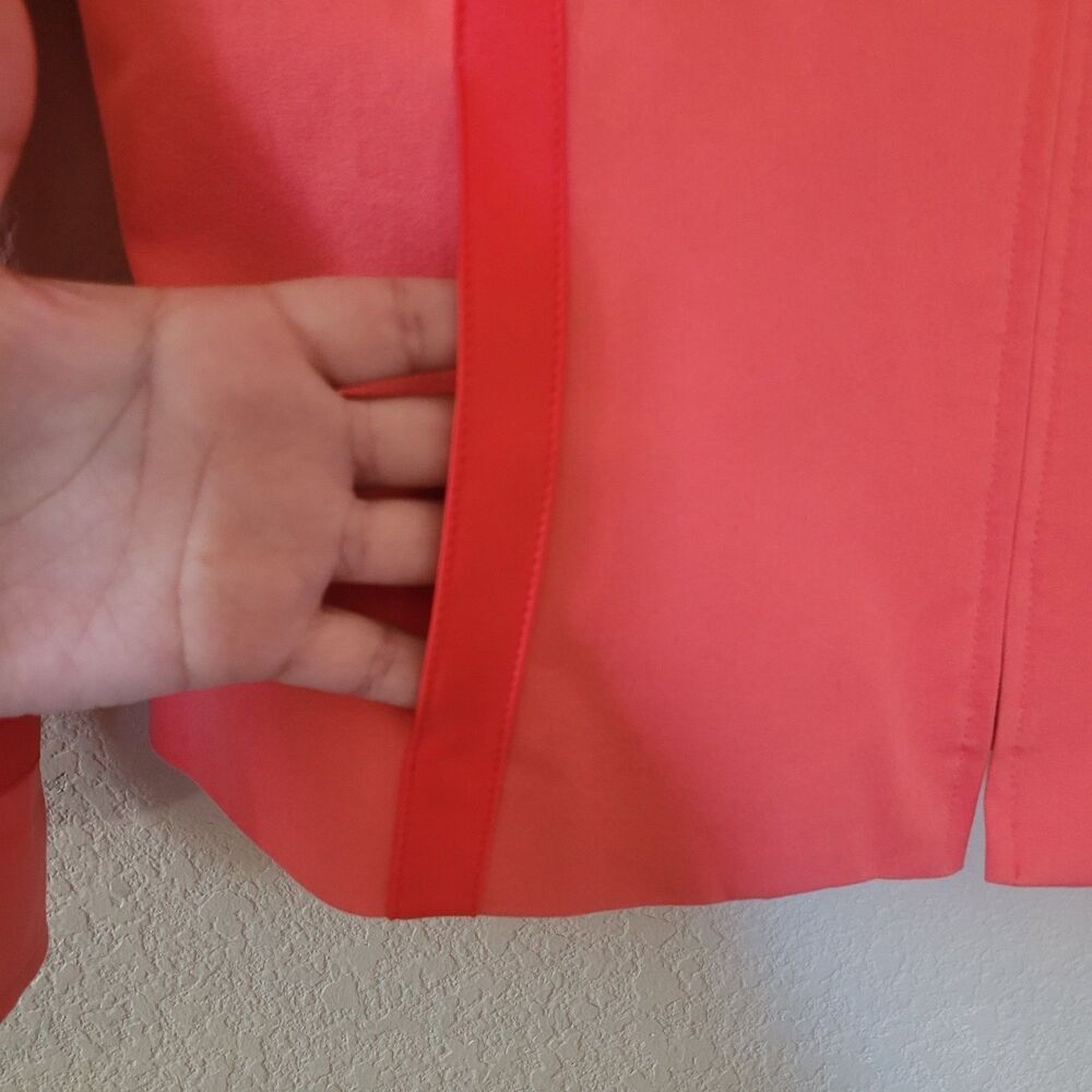 ST. JOHN SPORT MARIE GRAY Womens Orange Zip Up Jacket Blazer size Large Pockets - Picture 9 of 10